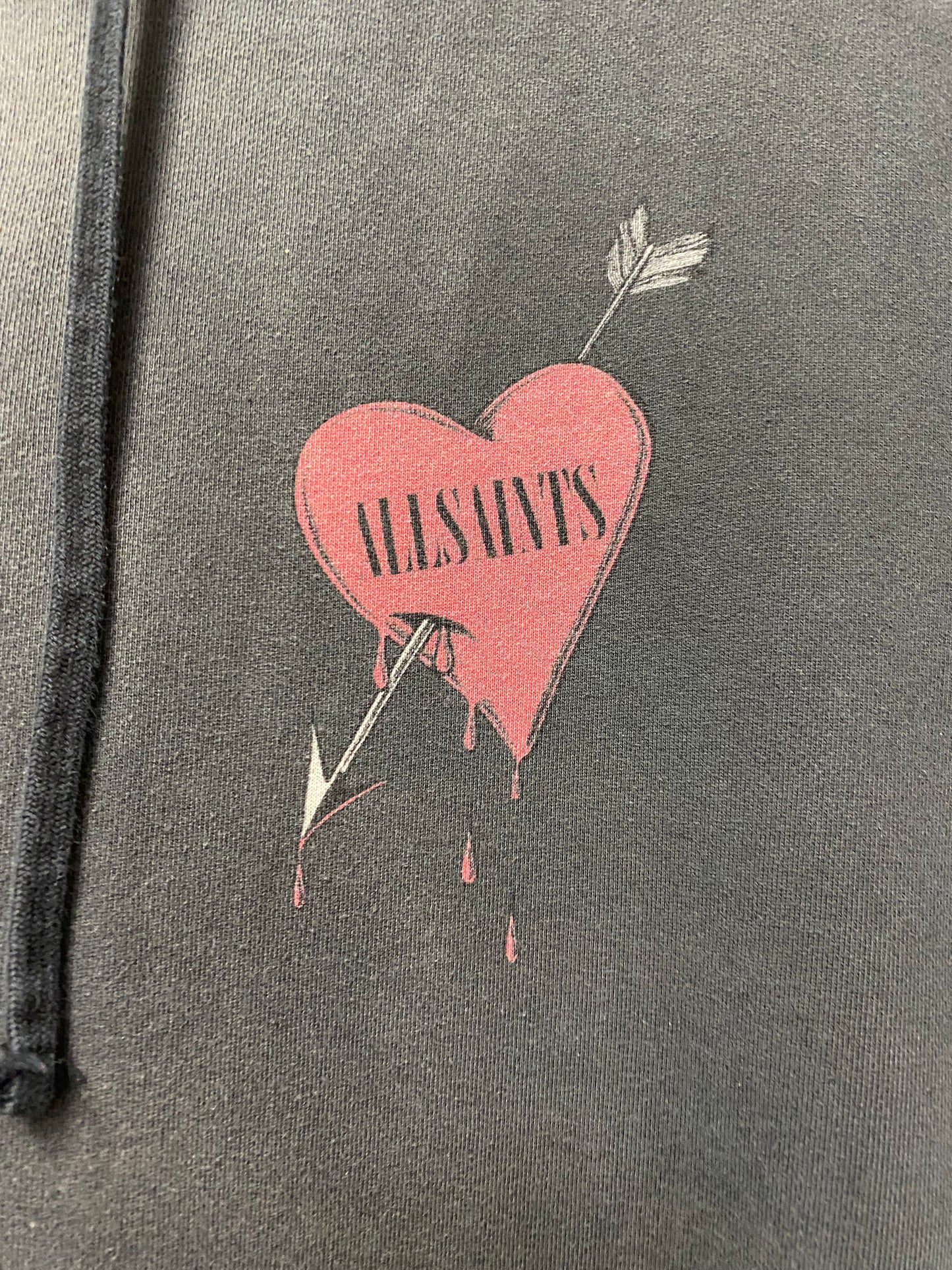 Allsaints Grey Cotton Bleading Heart Hoodie Medium