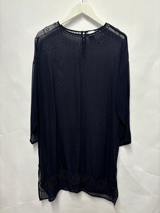 Iris and Ink Navy Sheer Tunic Dress M/L