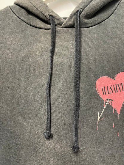 Allsaints Grey Cotton Bleading Heart Hoodie Medium