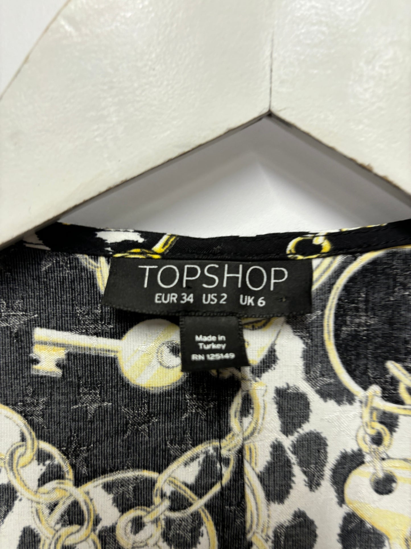 Topshop Black and Gold Chain Print Occasion Dress 6