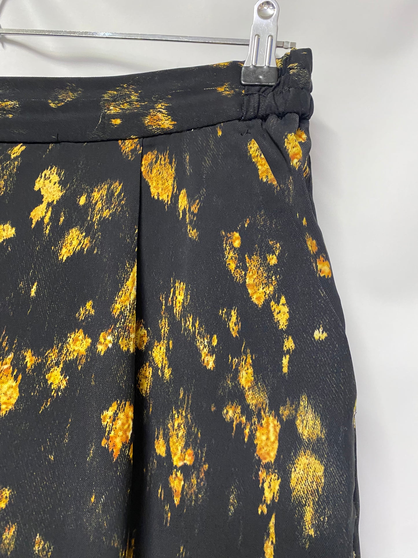 Allsaints Black and Yellow Satin Tailored Trousers 14