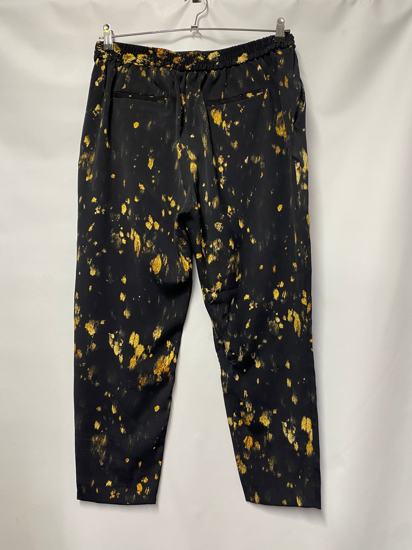 Allsaints Black and Yellow Satin Tailored Trousers 14