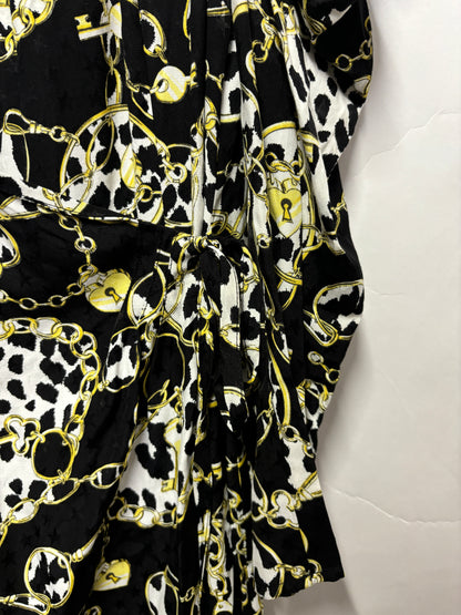 Topshop Black and Gold Chain Print Occasion Dress 6