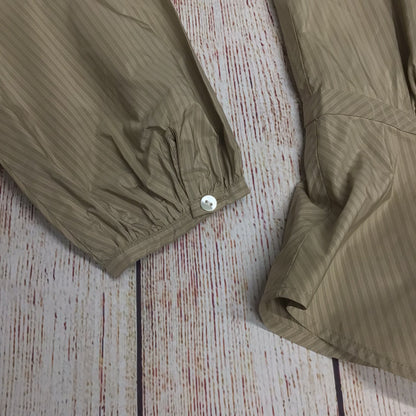 Mulberry Beige & Brown Striped Button Up Top w/Ruffles Size 8