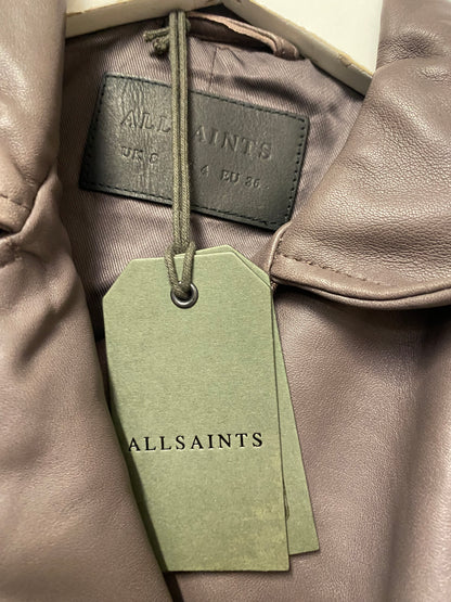 AllSaints Balfern Leather Jacket Heather Grey 8 BNWT