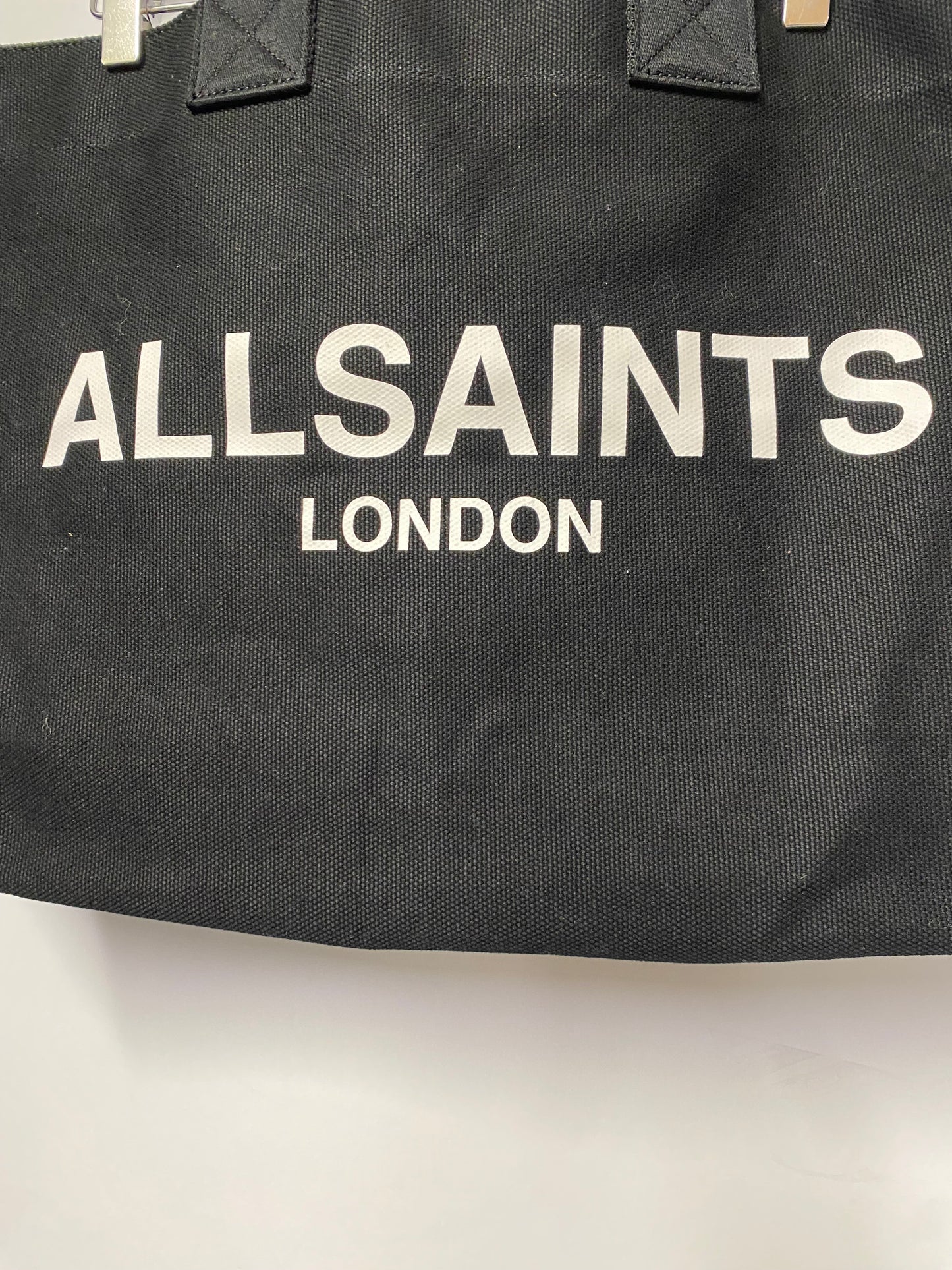 AllSaints Black Ali Logo Large Canvas Tote Bag