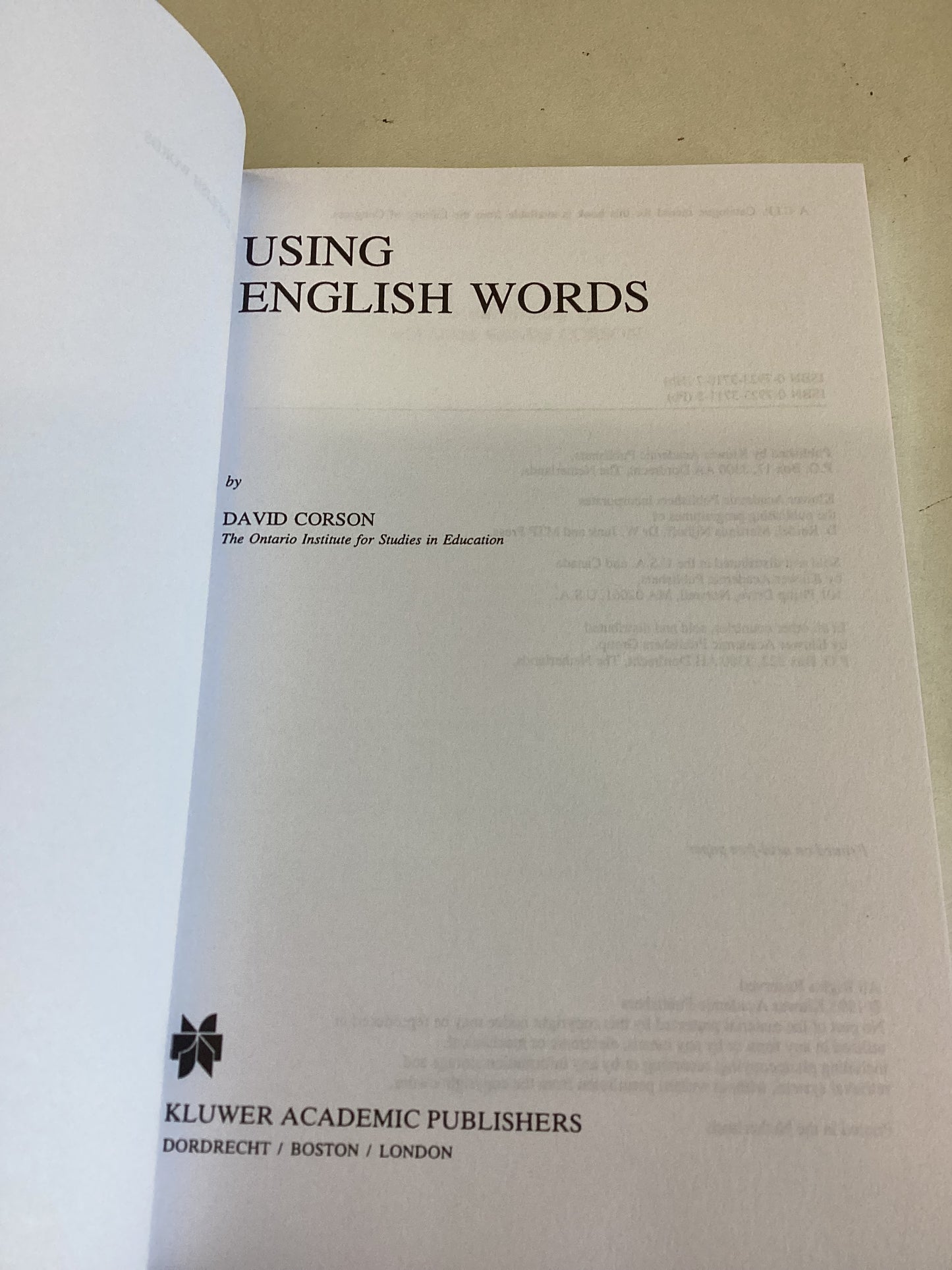 Using English Words David Corson