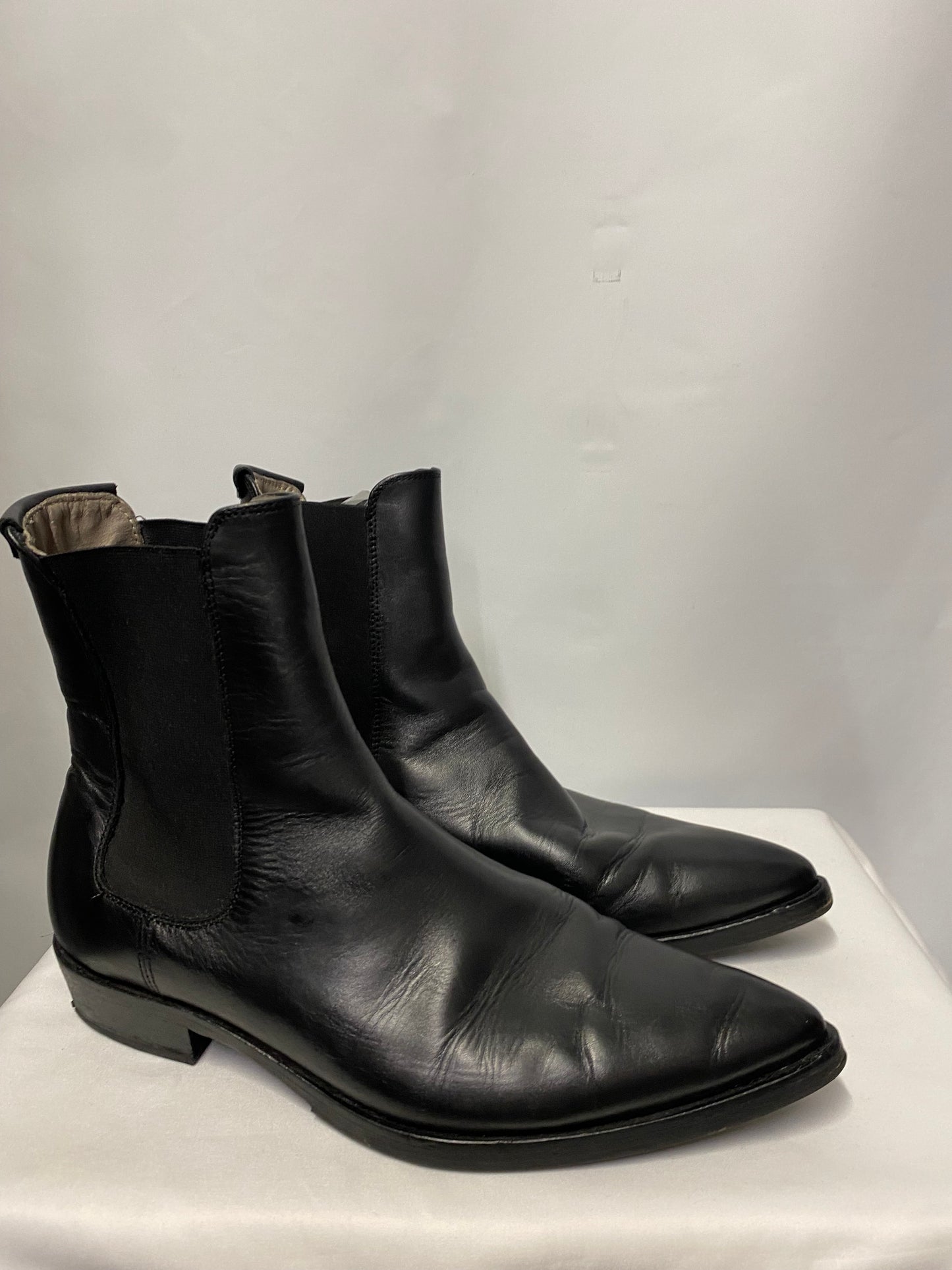 AllSaints Black Leather Pointed Toe Chelsea Boots 44/9.5