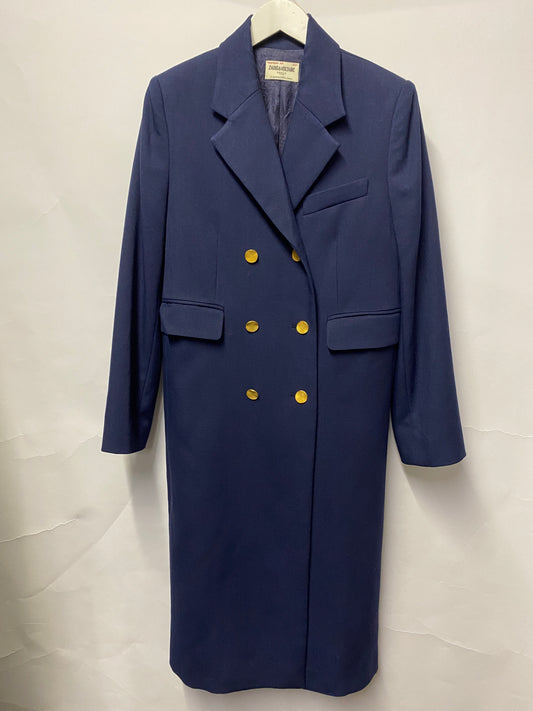 Zadig & Voltaire Defile Blue Wool Double Breasted Coat Medium
