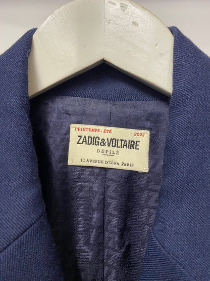 Zadig & Voltaire Defile Blue Wool Double Breasted Coat Medium