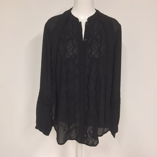 BNWT Hobbs Black Anastasia Embroidered Blouse Size 14