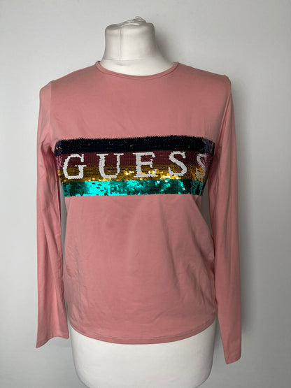 BNWT Guess Pink Sequin Top Youth 14