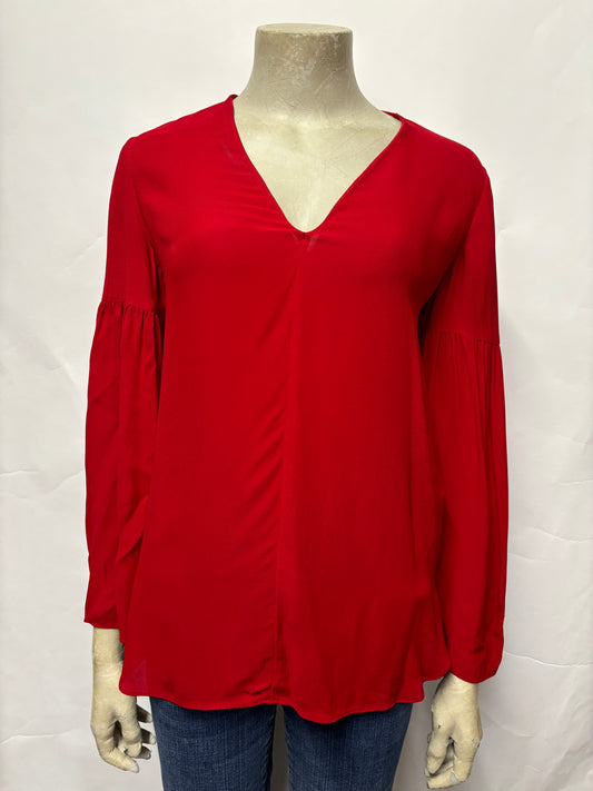 Massimo Dutti Red Trumpet Sleeve Top 6