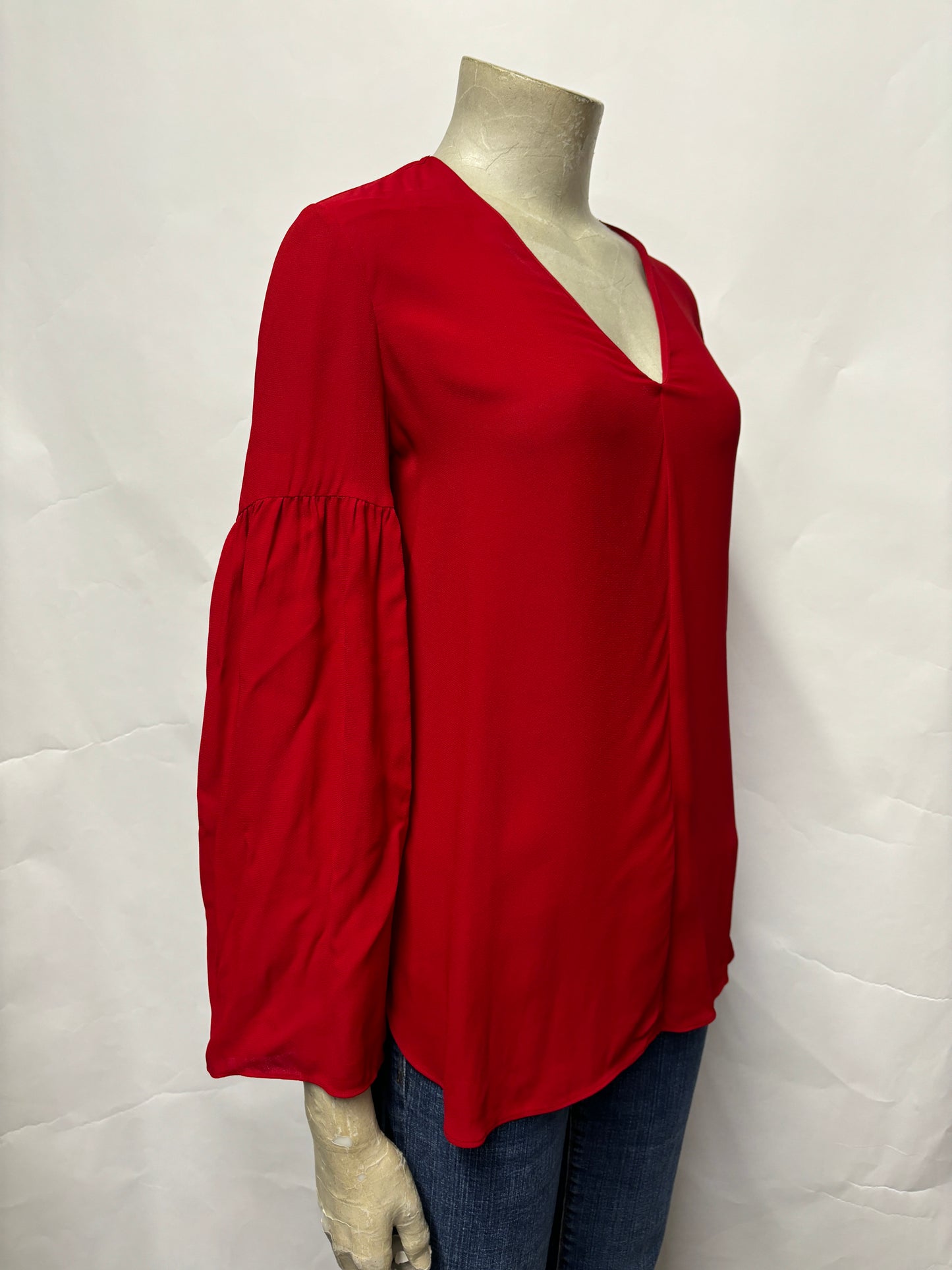 Massimo Dutti Red Trumpet Sleeve Top 6