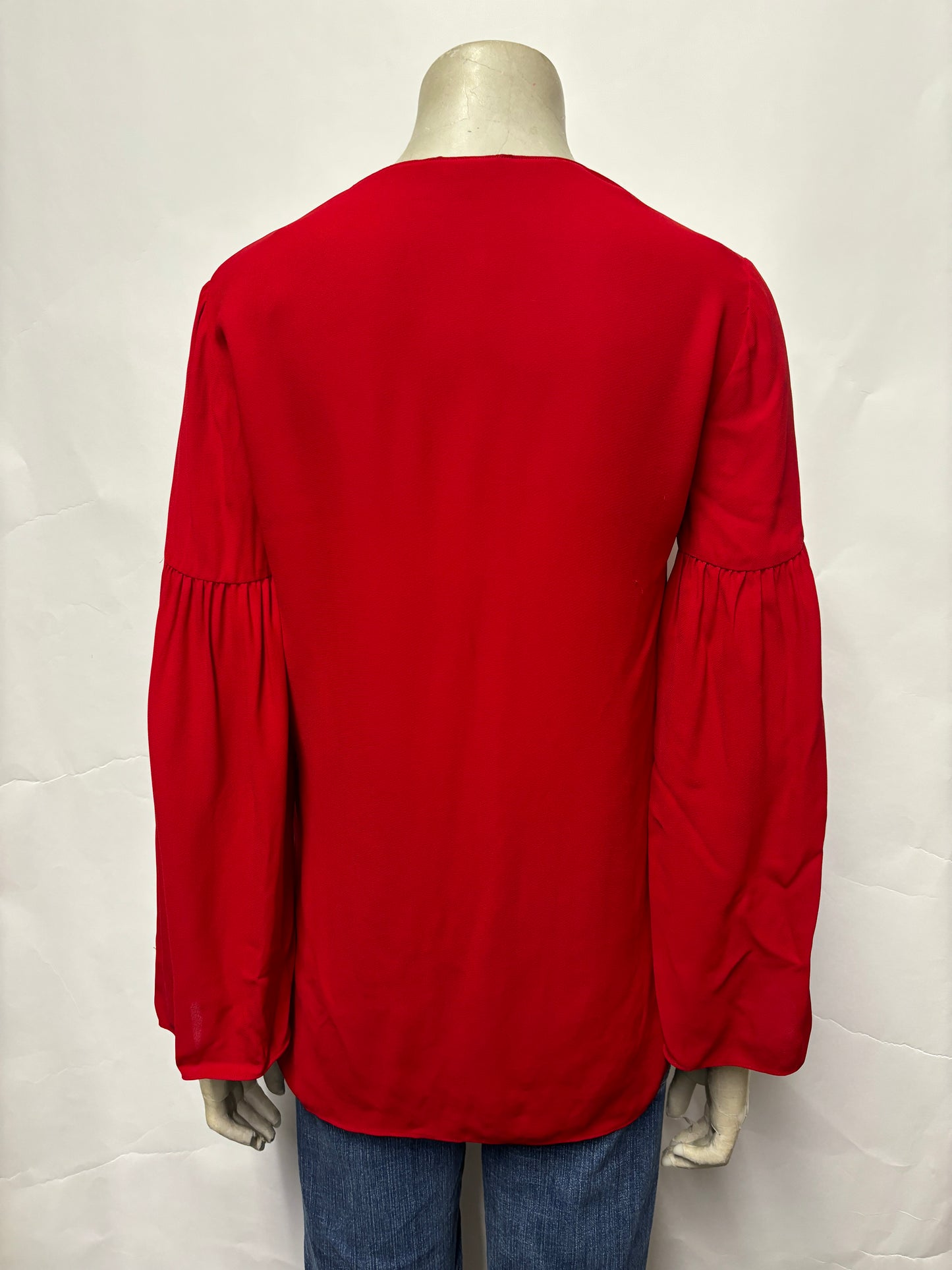 Massimo Dutti Red Trumpet Sleeve Top 6