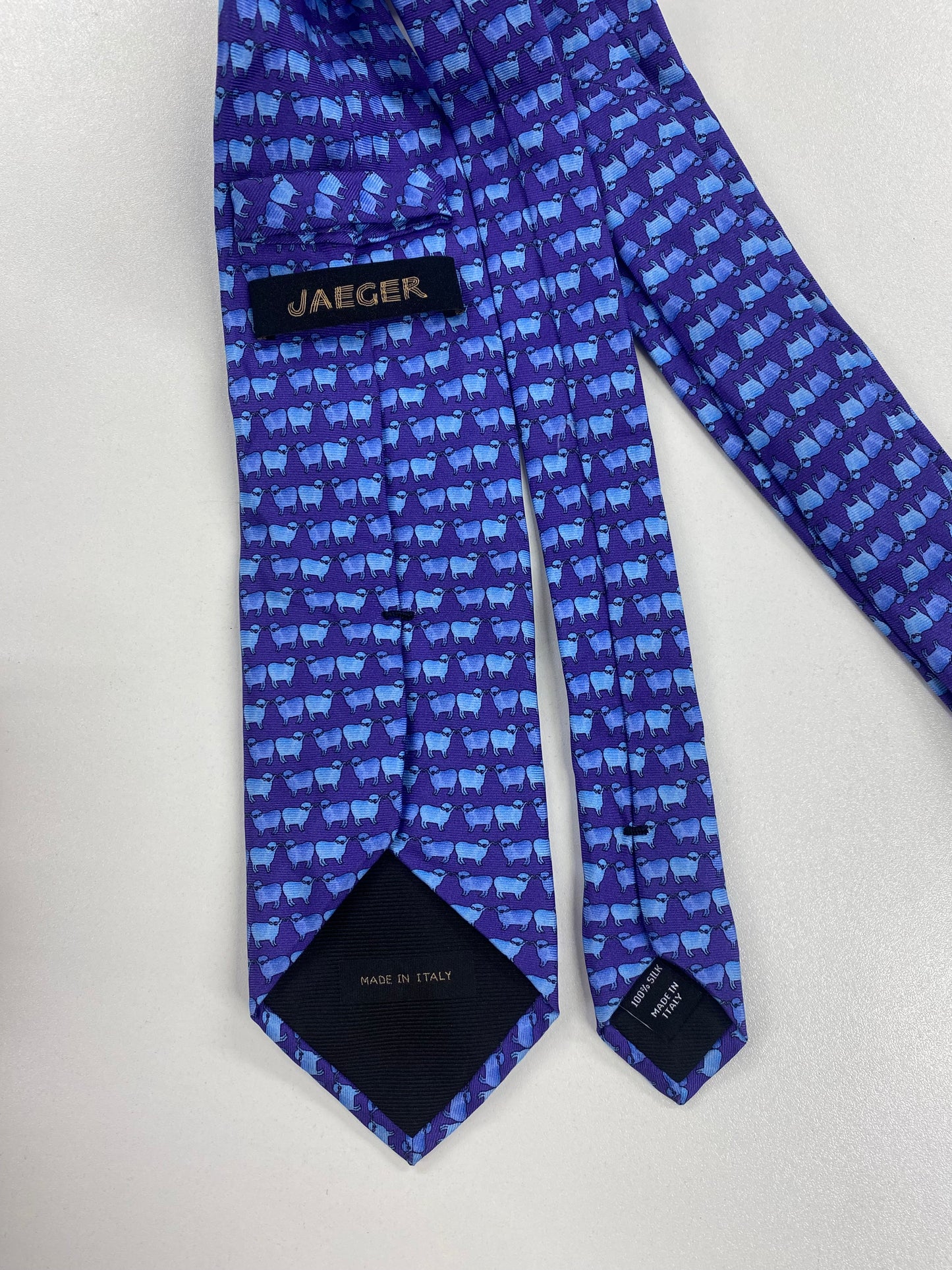 Jaeger Blue Sheep Print Silk Tie