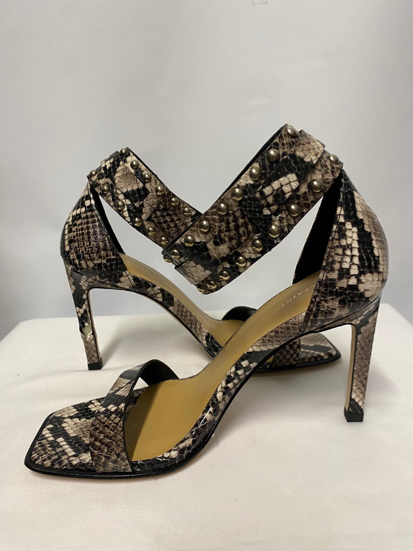 AllSaints Taupe Alma Snake Sandal Heels BNWT 5/36