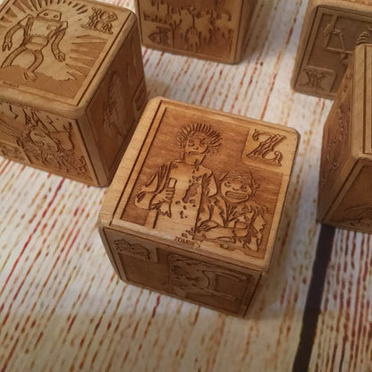 Young Mad Scientist First Wooden Alphabet Blocks (5 Block Set, no box)