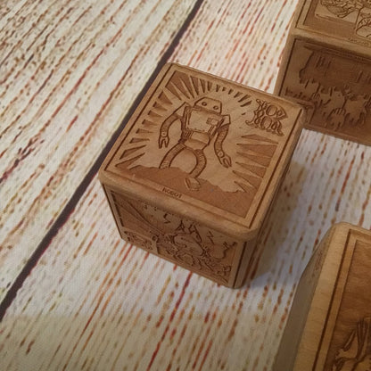 Young Mad Scientist First Wooden Alphabet Blocks (5 Block Set, no box)