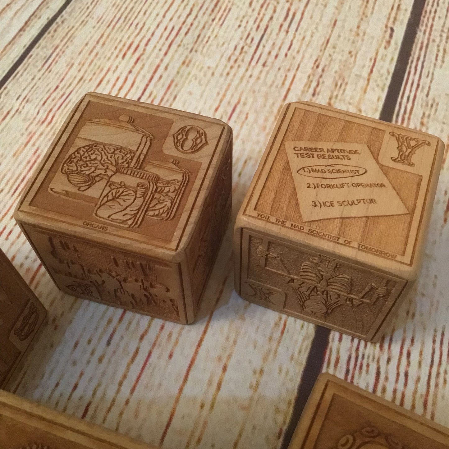 Young Mad Scientist First Wooden Alphabet Blocks (5 Block Set, no box)
