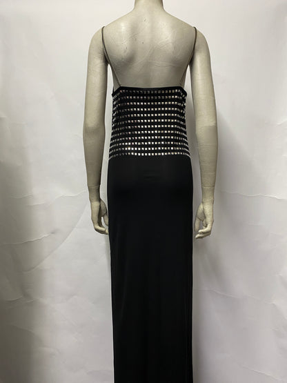 Georges Rech Black Sleek Maxi Dress with Silver Studs 12