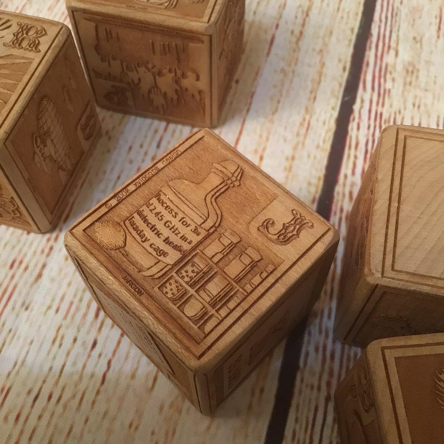 Young Mad Scientist First Wooden Alphabet Blocks (5 Block Set, no box)