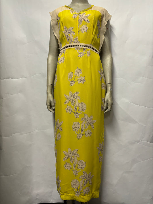 Olivia Rubin London Yellow Silk Lily Print Maxi Dress 10