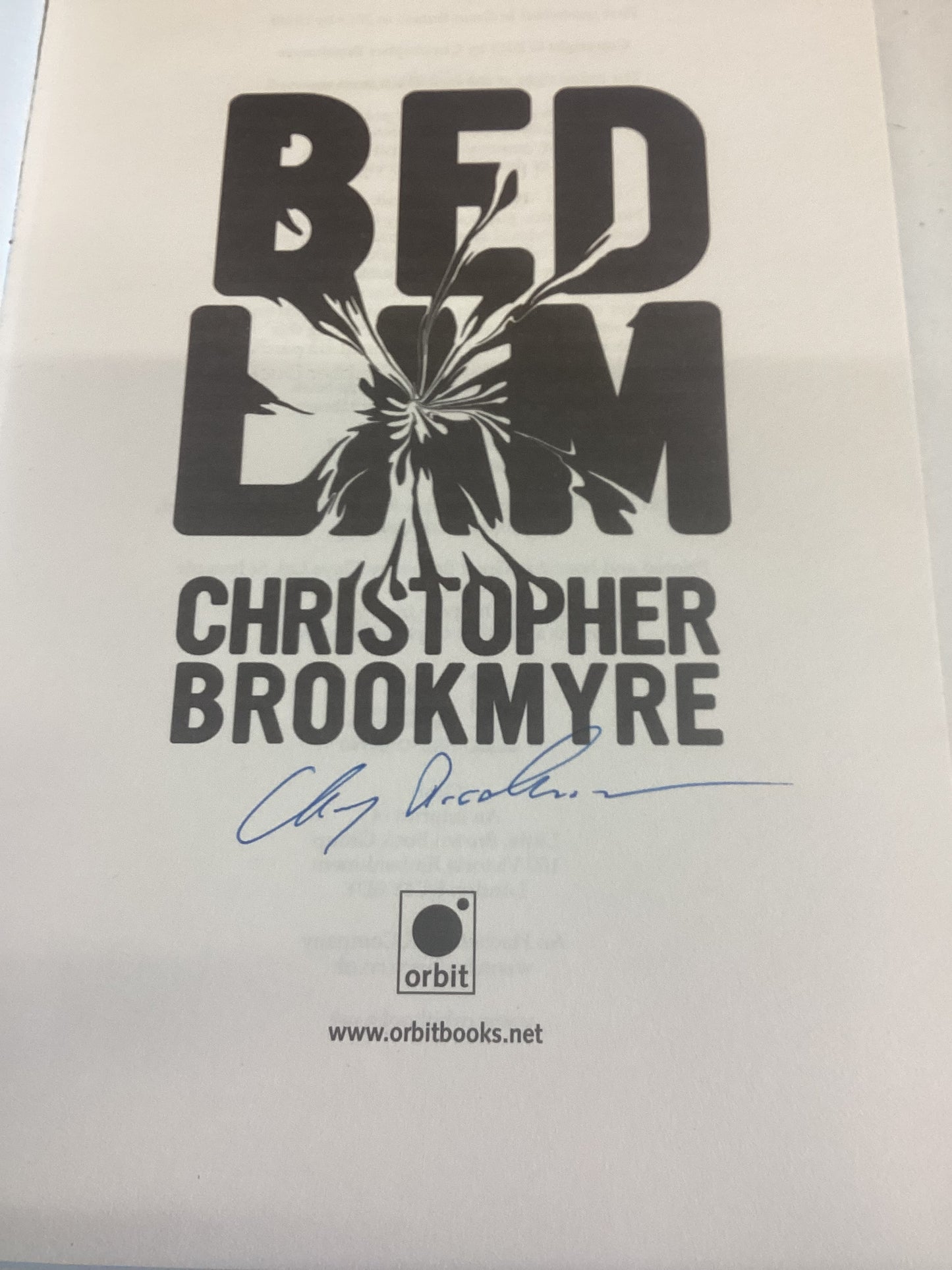 Bedlam Christopher Brookmyre Signed