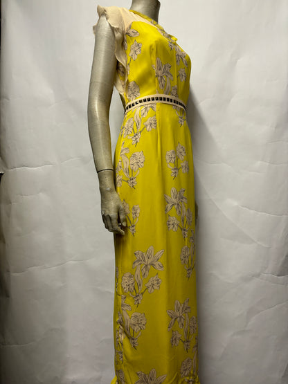 Olivia Rubin London Yellow Silk Lily Print Maxi Dress 10