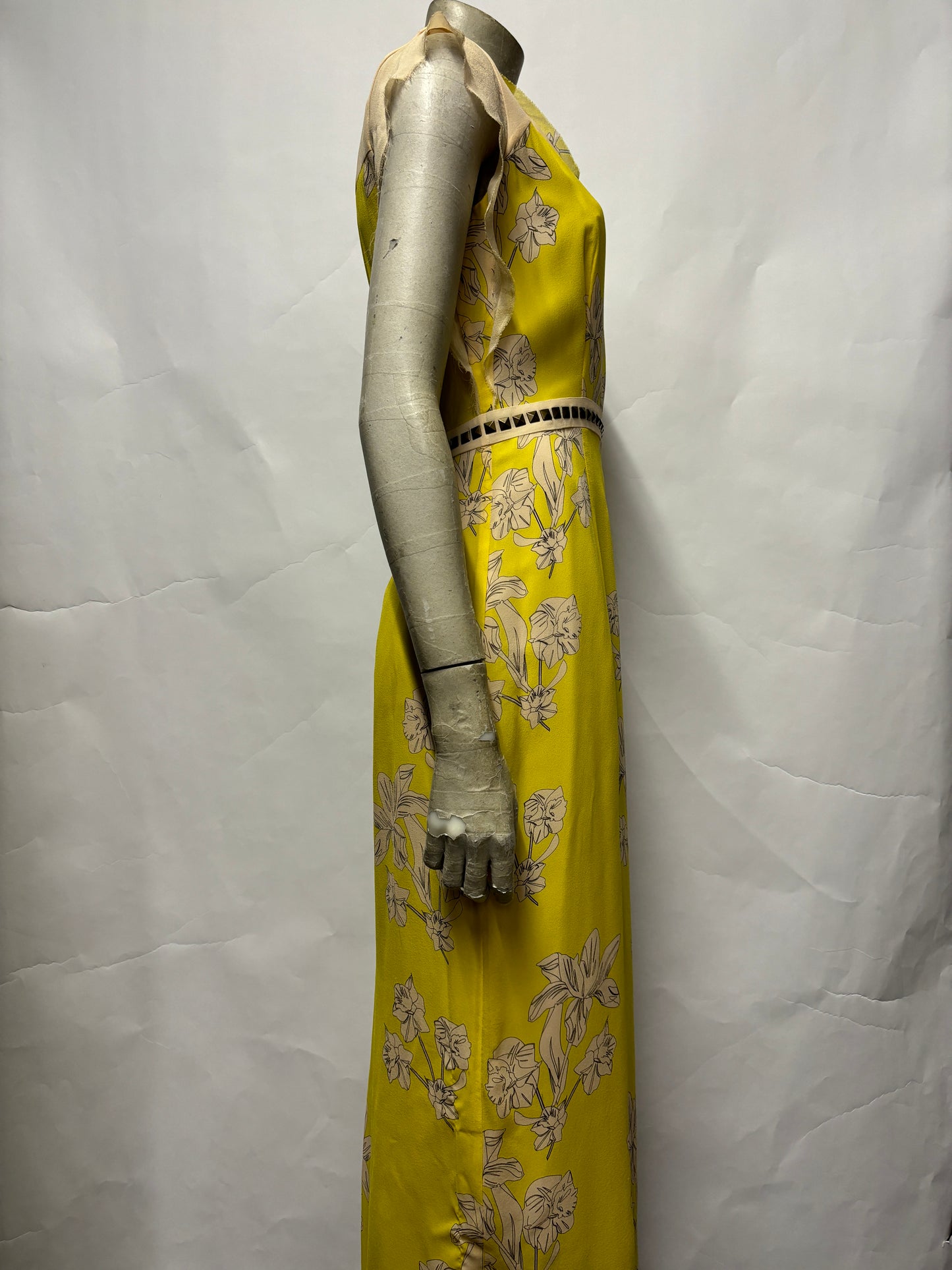 Olivia Rubin London Yellow Silk Lily Print Maxi Dress 10