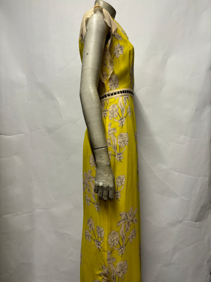 Olivia Rubin London Yellow Silk Lily Print Maxi Dress 10