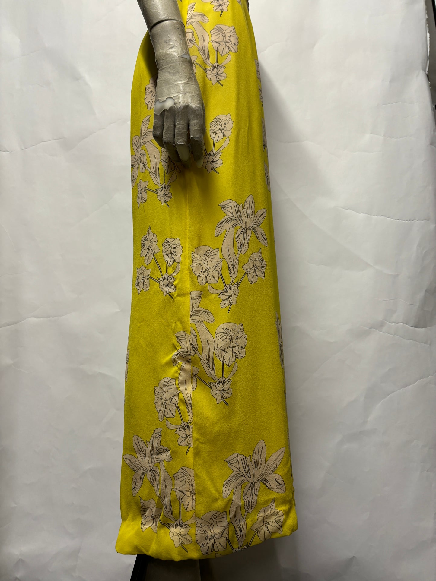 Olivia Rubin London Yellow Silk Lily Print Maxi Dress 10