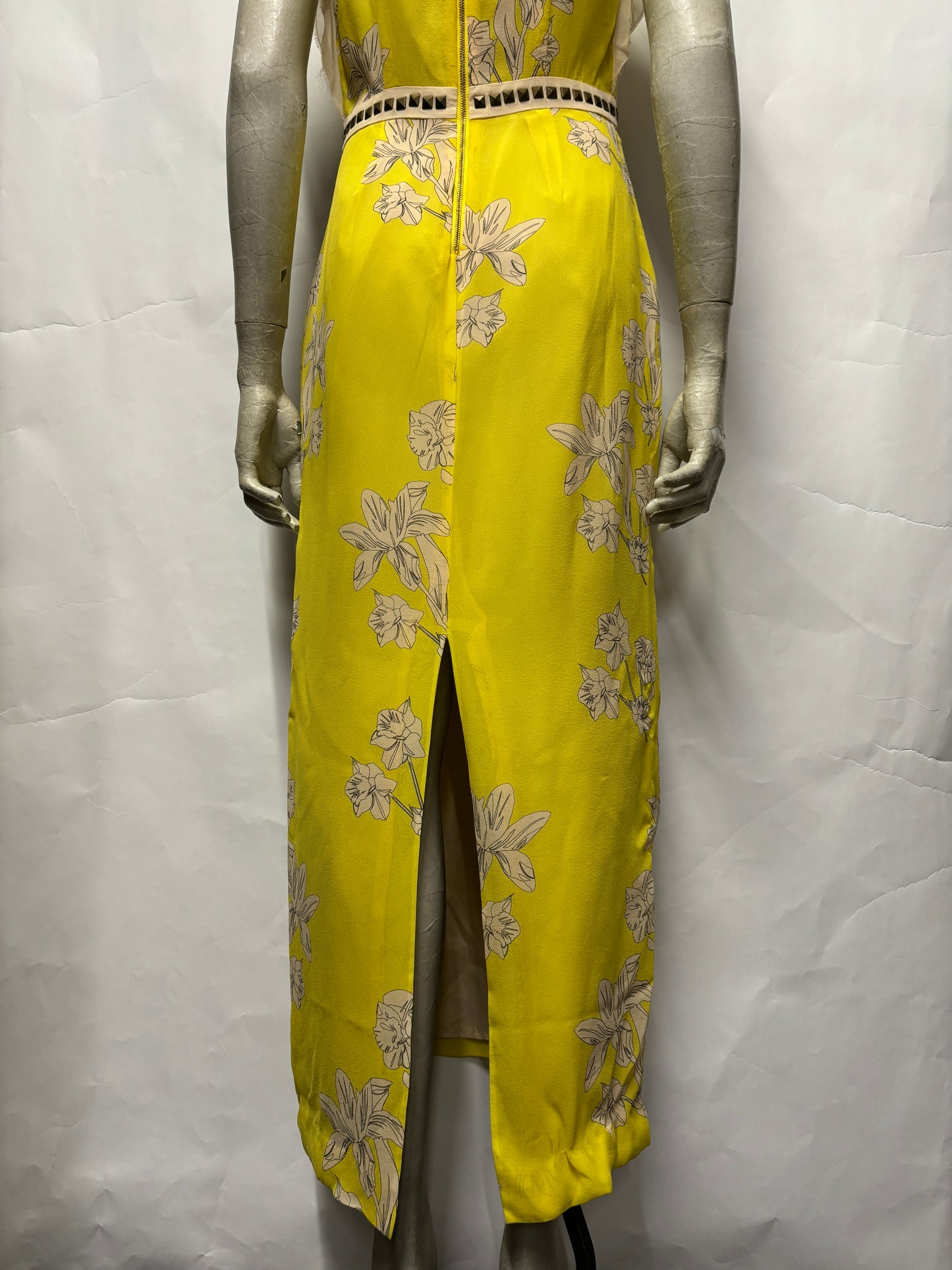 Olivia Rubin London Yellow Silk Lily Print Maxi Dress 10