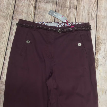 BNWT Per Una Mulberry Purple Trousers w/Belt RRP £35 Size 10 Medium
