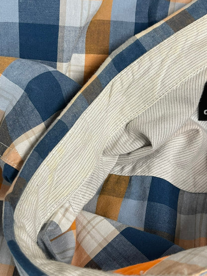 Quiksilver Blue and Orange Plaid Top XL