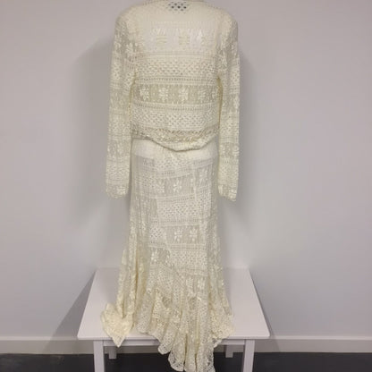 Joseph Ribkoff Cream/Ivory Lace 3 Piece Set Skirt, Cami, Bolero Size 14