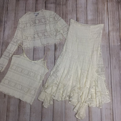 Joseph Ribkoff Cream/Ivory Lace 3 Piece Set Skirt, Cami, Bolero Size 14