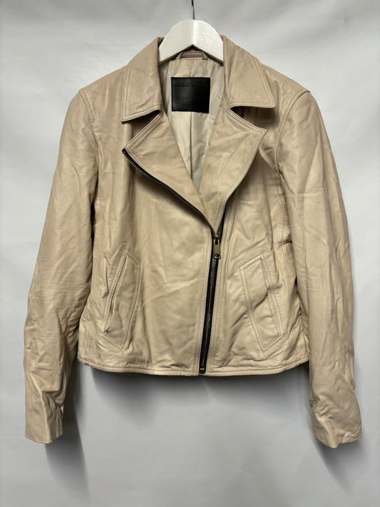 AllSaints Cream Lambs Leather Vela Biker Jacket 14