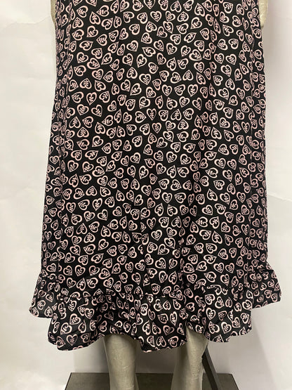 Nobody’s Child Black and Pink Heart Print Dress Small