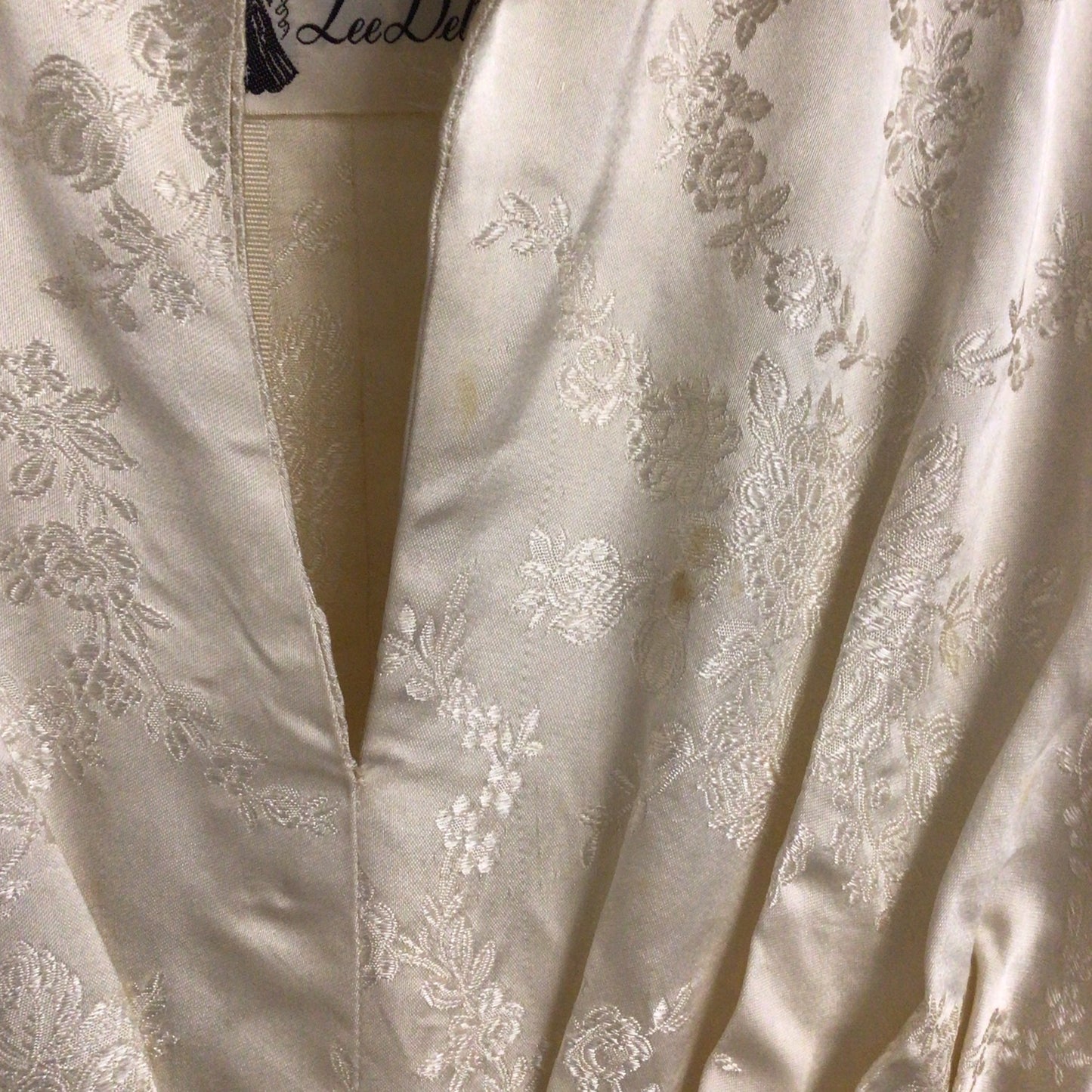 Vintage Lee Delman Long Sleeve Collared Embroidered Wedding Dress Size XS (approx.)