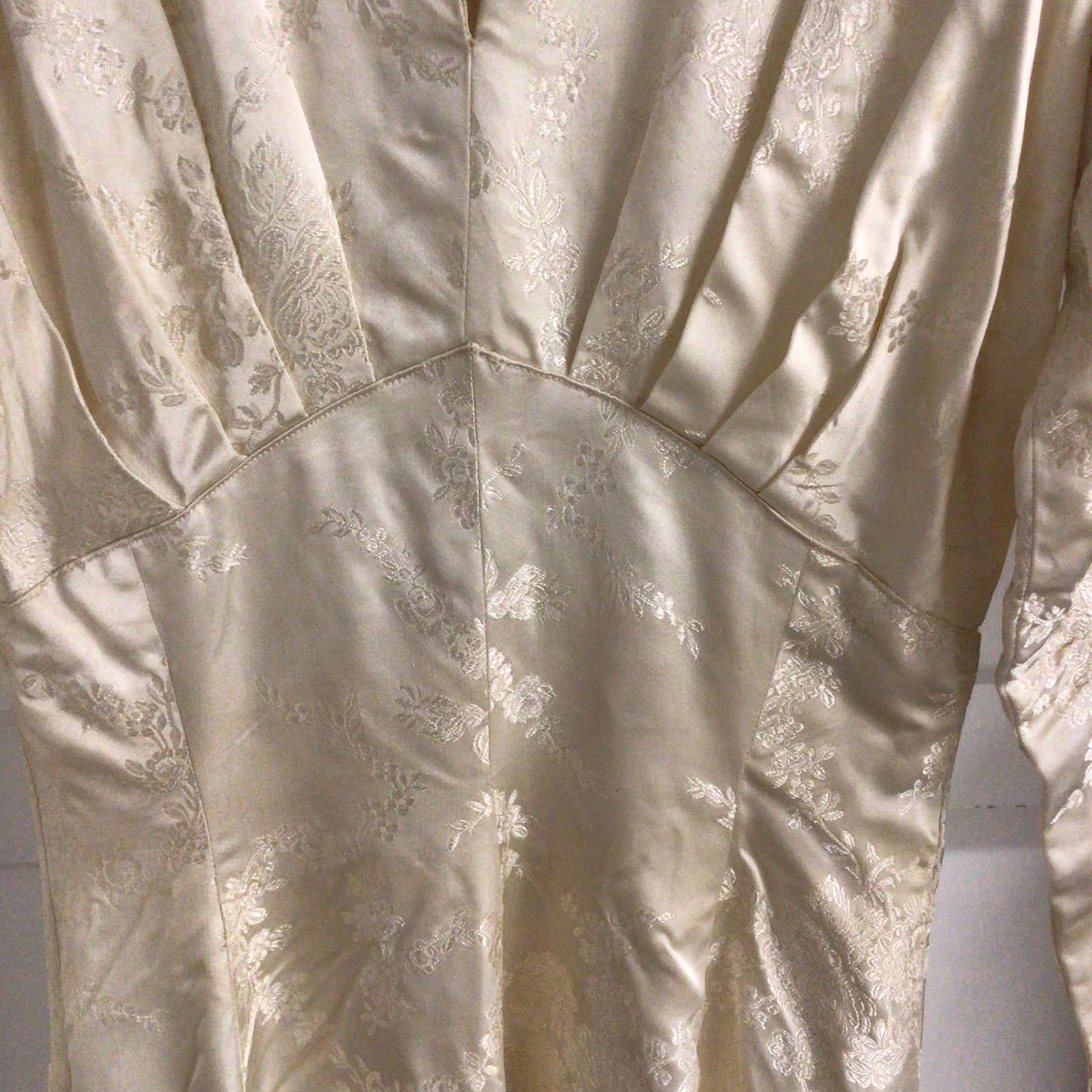 Vintage Lee Delman Long Sleeve Collared Embroidered Wedding Dress Size XS (approx.)