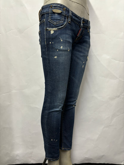 Dsquared Indigo Low Rise Distressed Jeans UK8