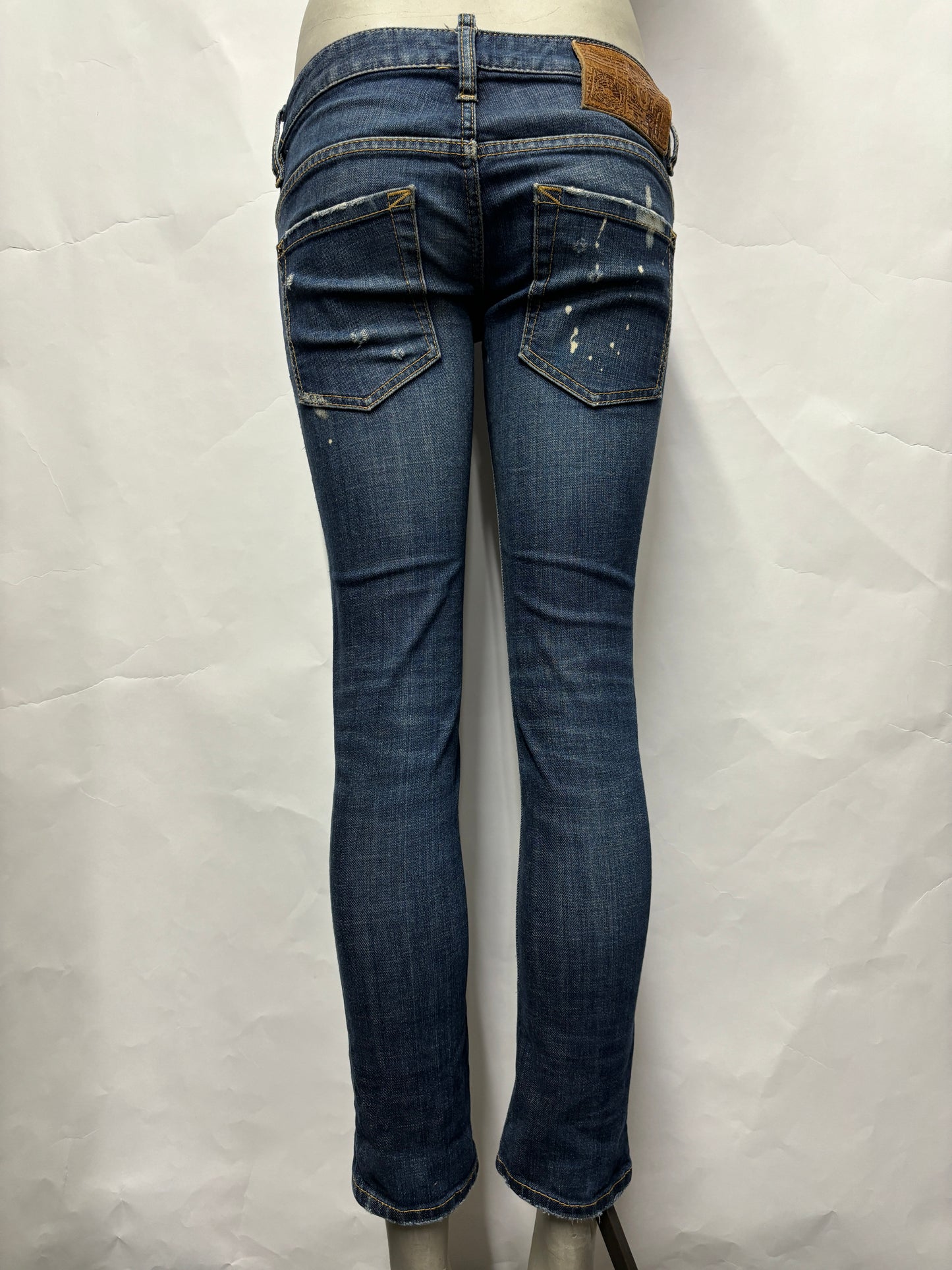 Dsquared Indigo Low Rise Distressed Jeans UK8