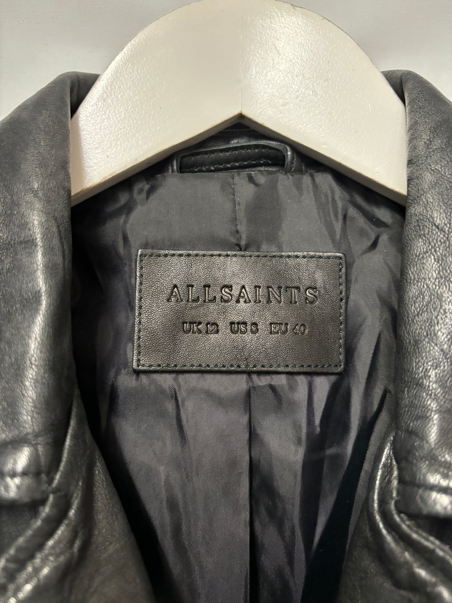 AllSaints Black Leather Bourne Biker Jacket 12