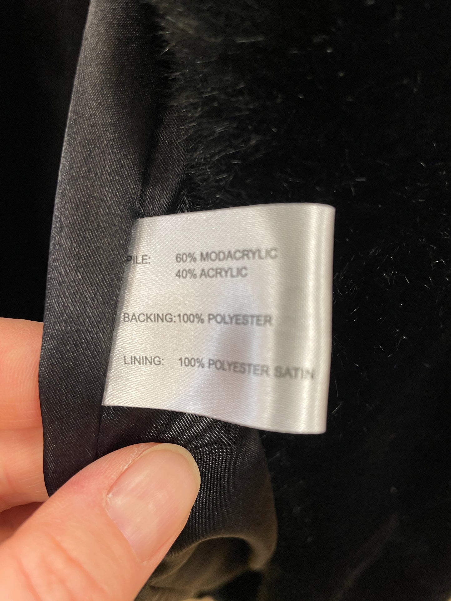 H F Greenfield & Sons Black Faux Fur Coat Size 12