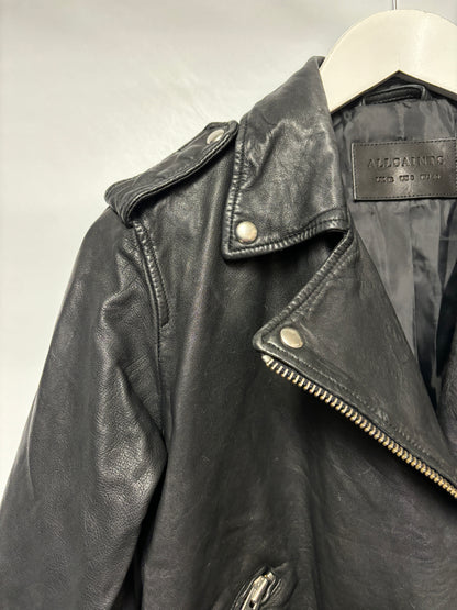 AllSaints Black Leather Bourne Biker Jacket 12