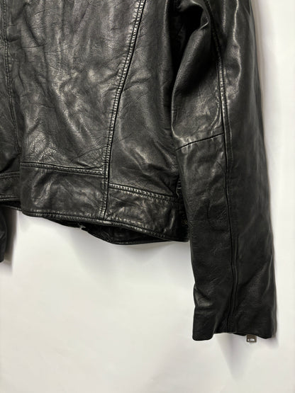 AllSaints Black Leather Bourne Biker Jacket 12