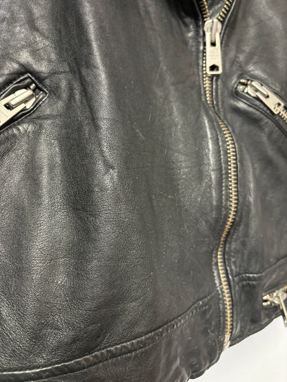 AllSaints Black Leather Bourne Biker Jacket 12