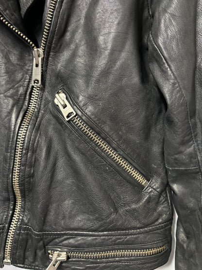 AllSaints Black Leather Bourne Biker Jacket 12