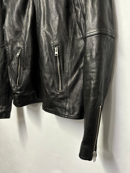 AllSaints Black Leather Cora Jacket Medium